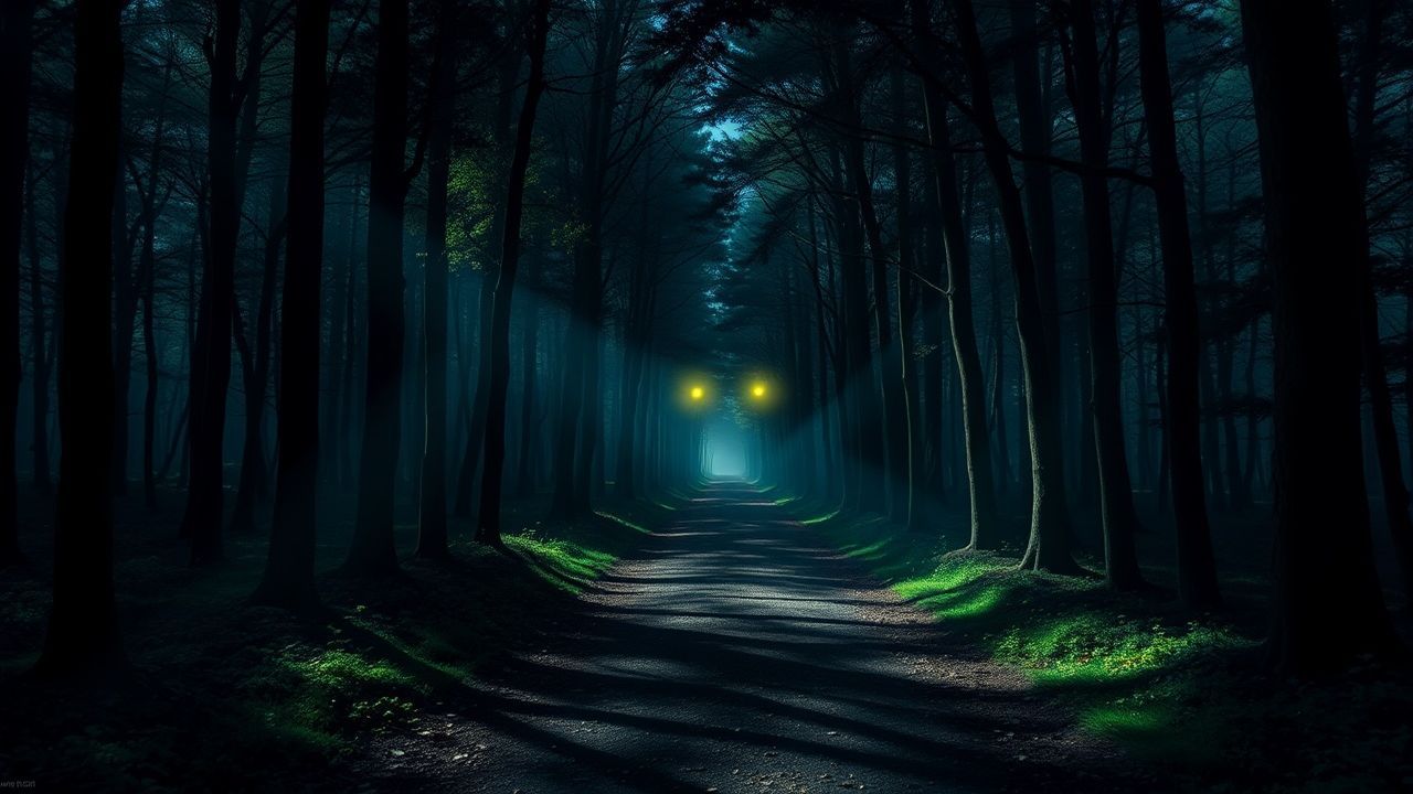 Haunting Dark Forest Path Glow