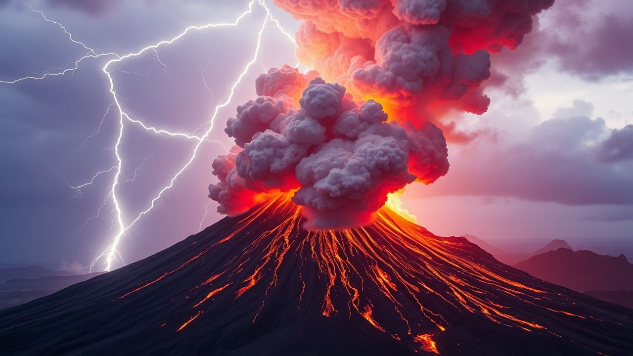 Pristine Volcanic Lightning Eruption