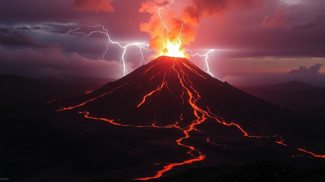 Glorious Volcanic Lightning Eruption