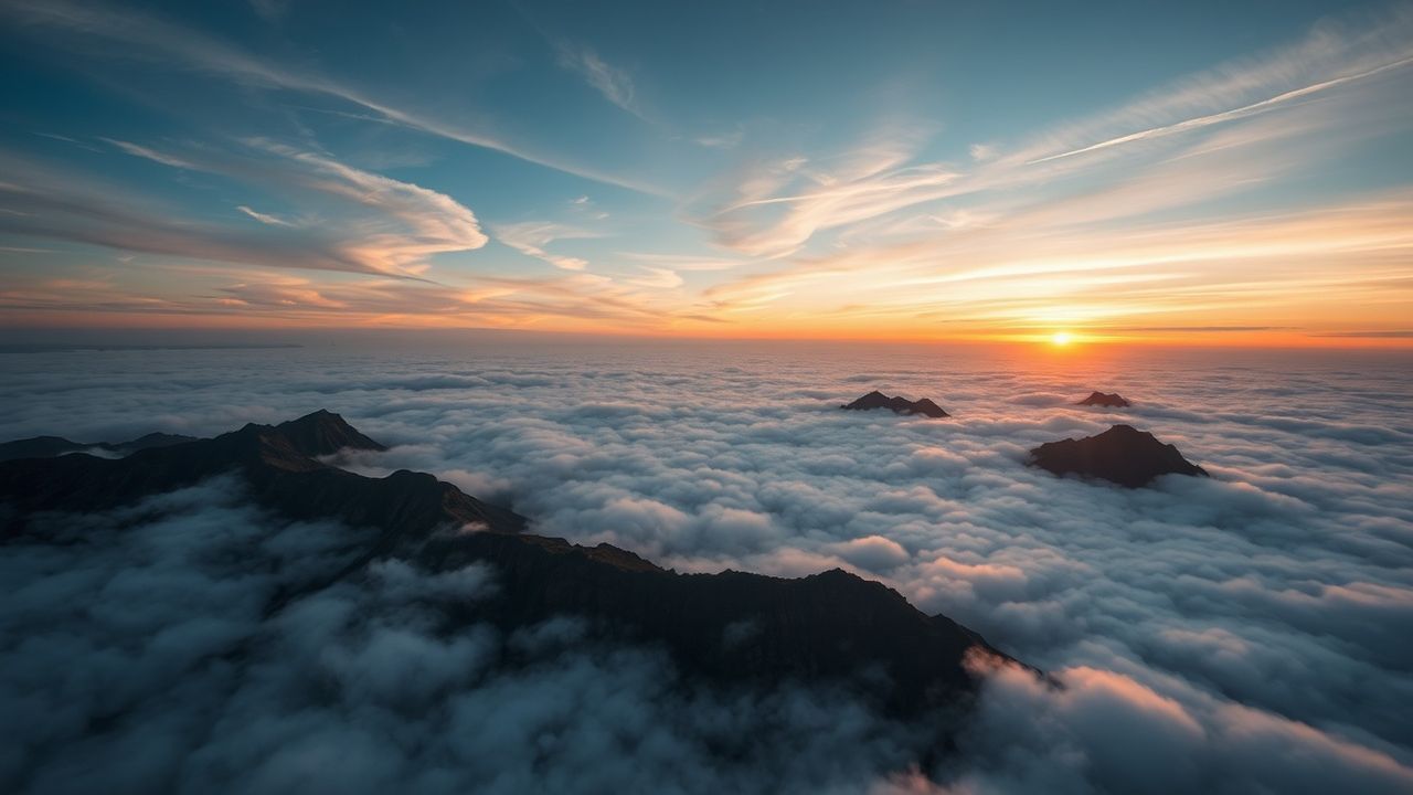 Majestic Sea Clouds Peaks in the Mist