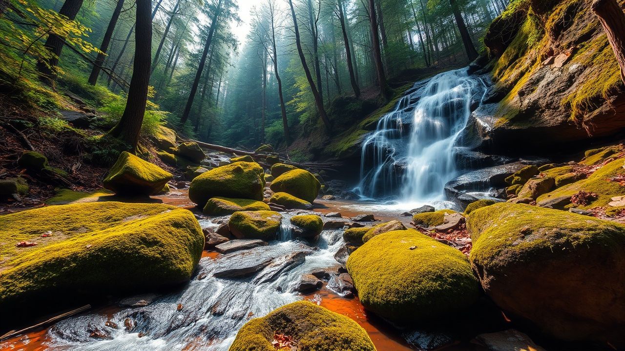 Ethereal Forest Stream Mossy Serenity