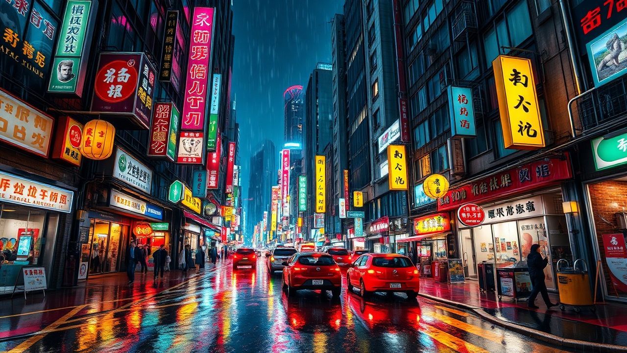 Digital Hong Kong Alley Neon Dreams