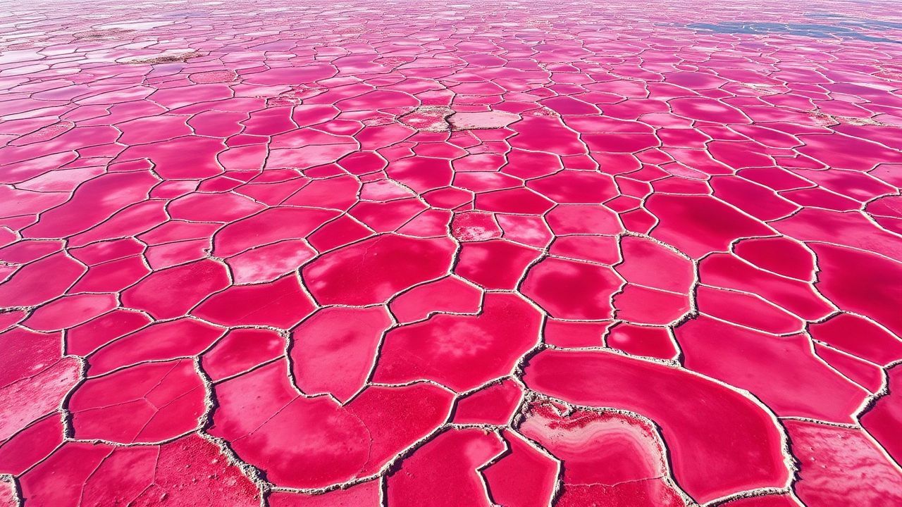 Breathtaking Salt Ponds Pink from Above