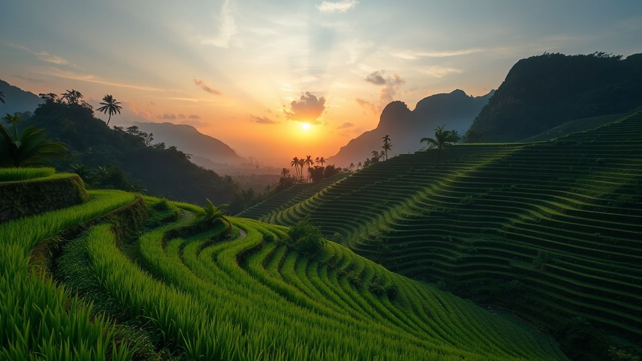 Verdant Bali Rice Terraces Reflections