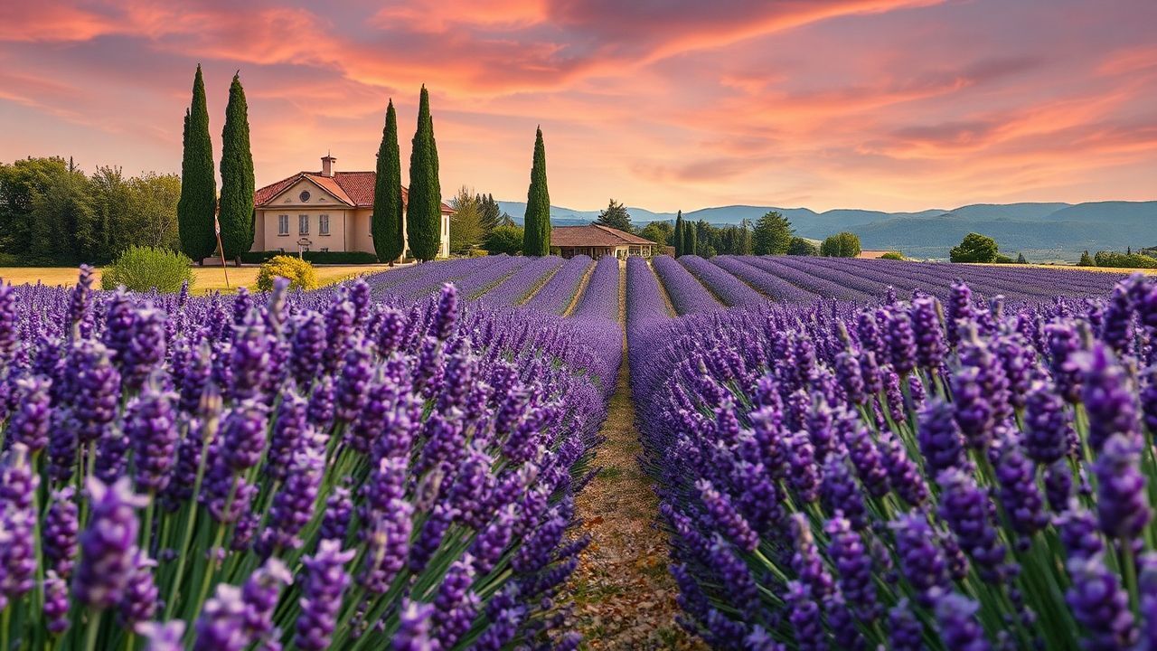 Golden Provence Lavender Farmhouse in Summer