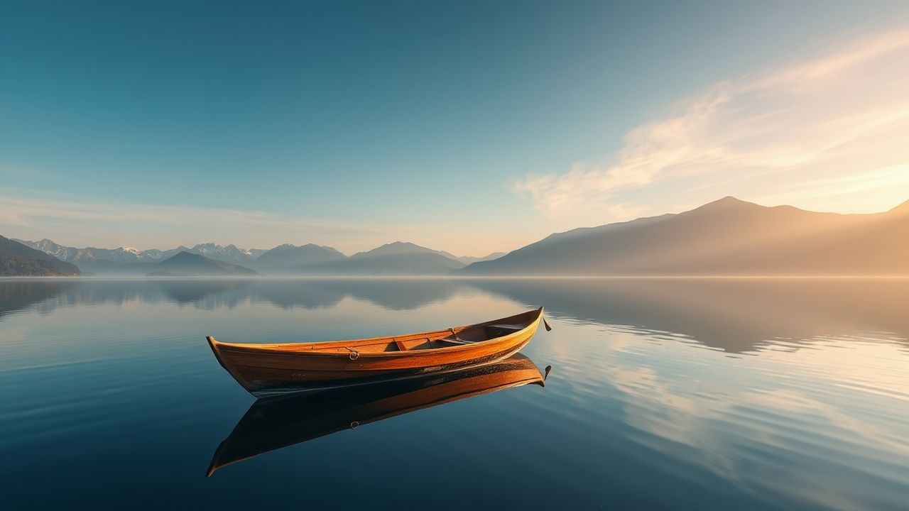 Silent Single Boat Calm Reflections