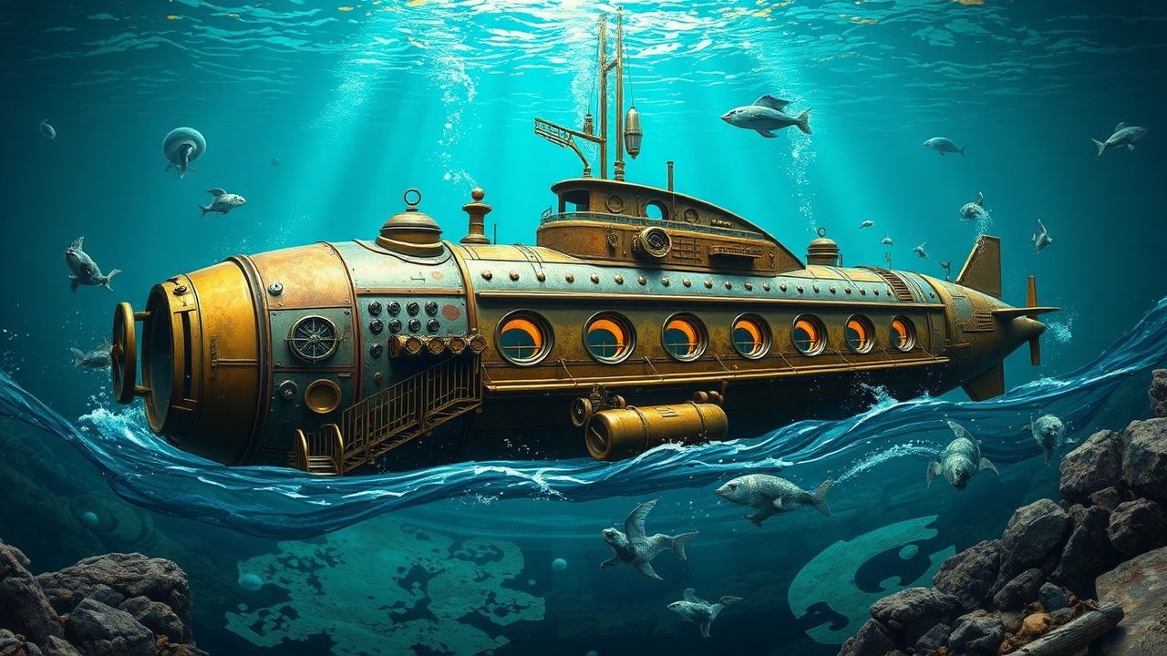 Steam-Powered Nautilus Submarine Brass Depths