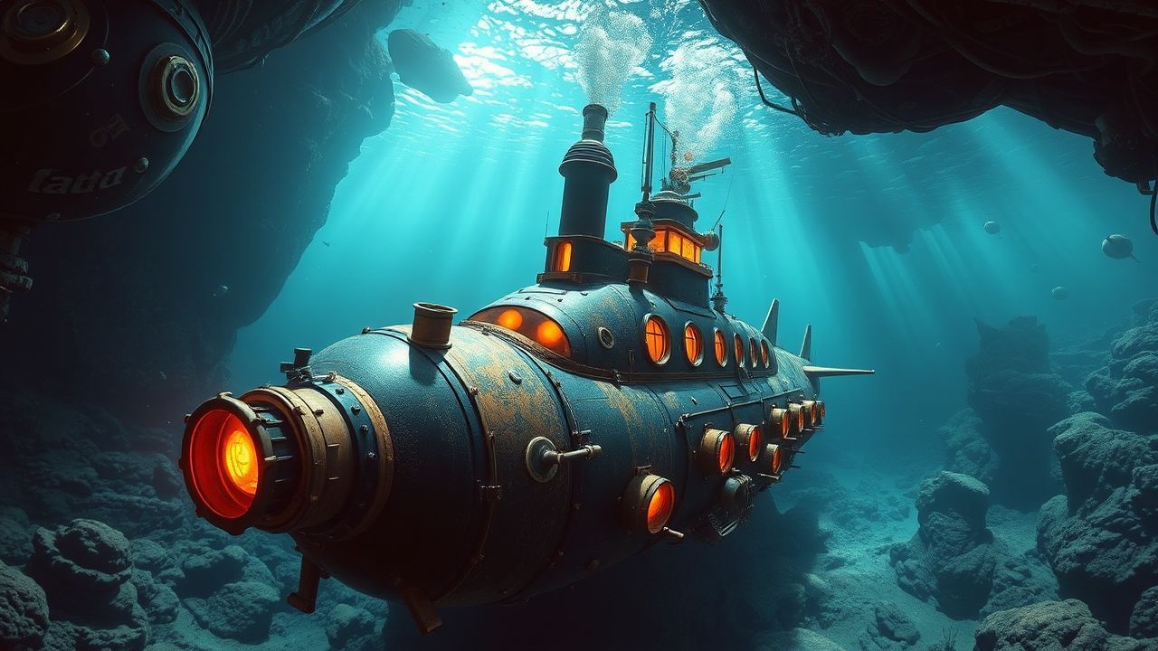 Industrial Nautilus Submarine Brass Depths