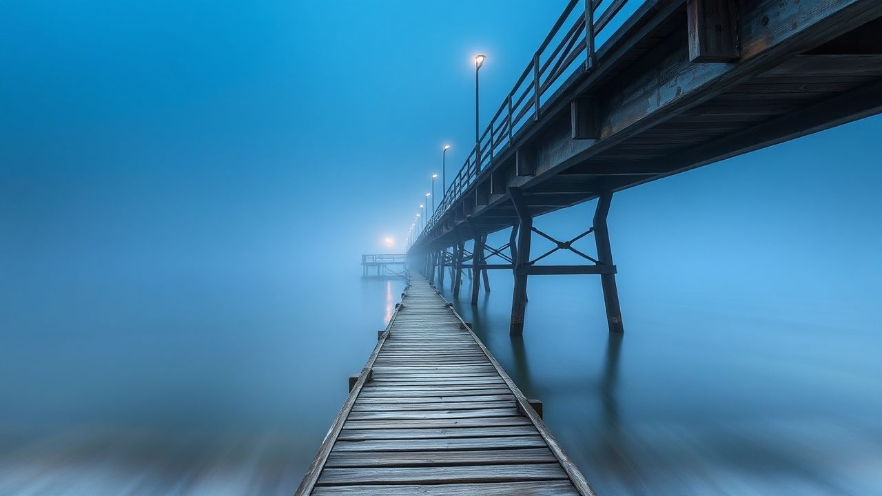 Ethereal Foggy Pier Disappearing