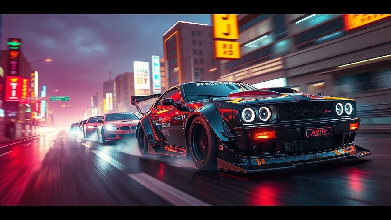 Futuristic Street Race Modified Neon Dreams