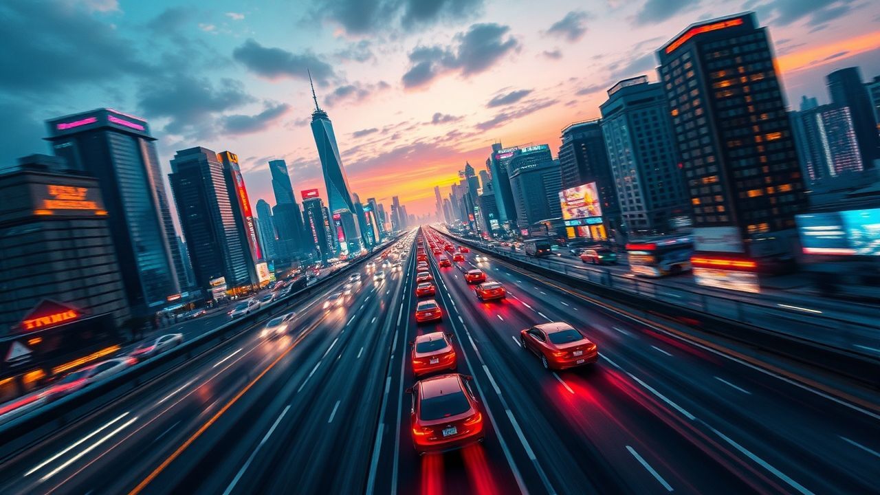 Blazing Flying Cars Traffic Neon Dreams