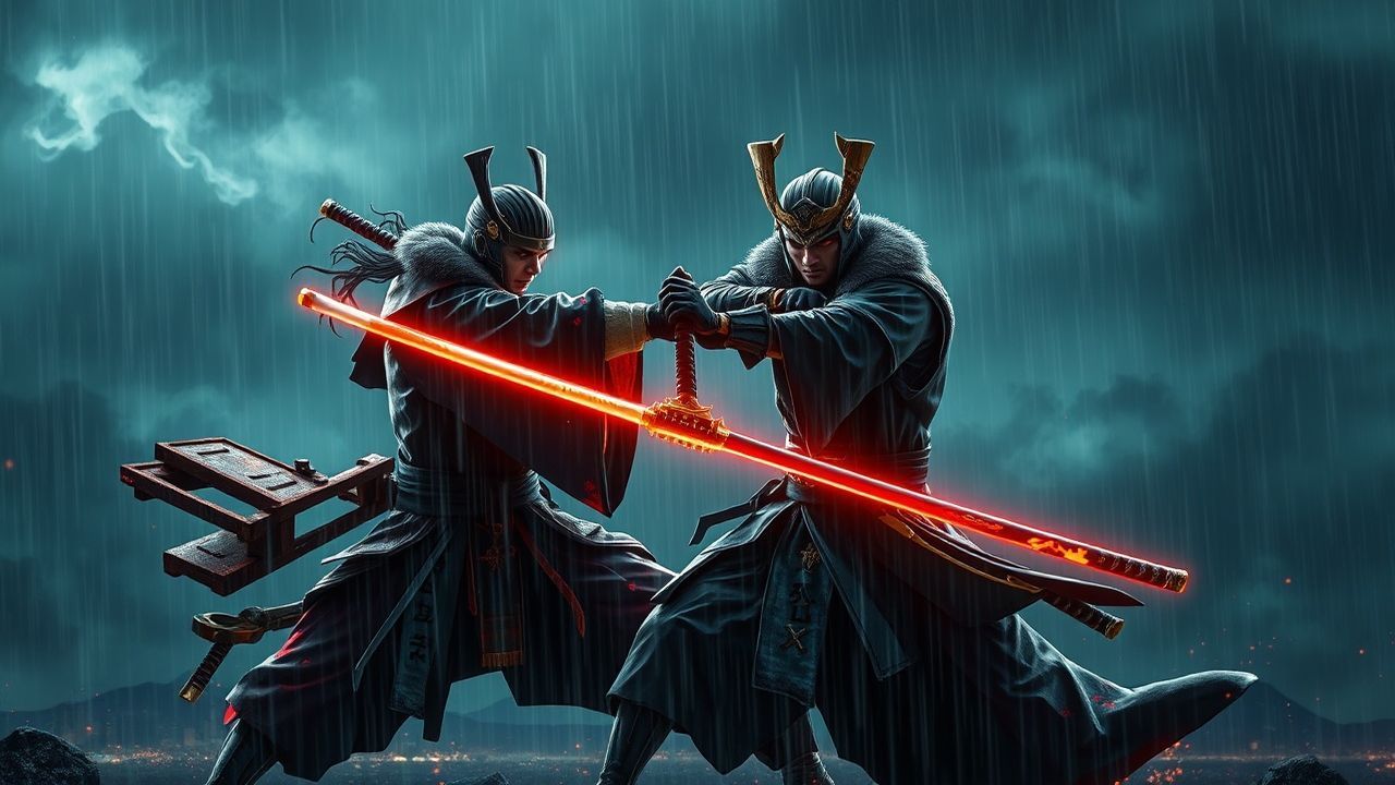 Mysterious Samurai Duel Dark in the Rain