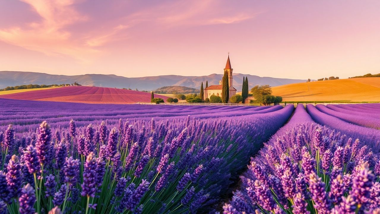 Golden Provence Lavender Farmhouse in Summer