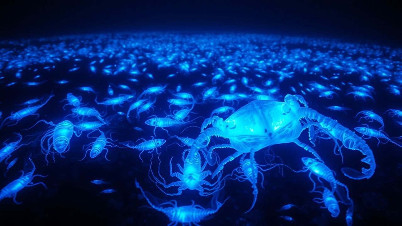 Aquatic Bioluminescent Deep Creatures Glow