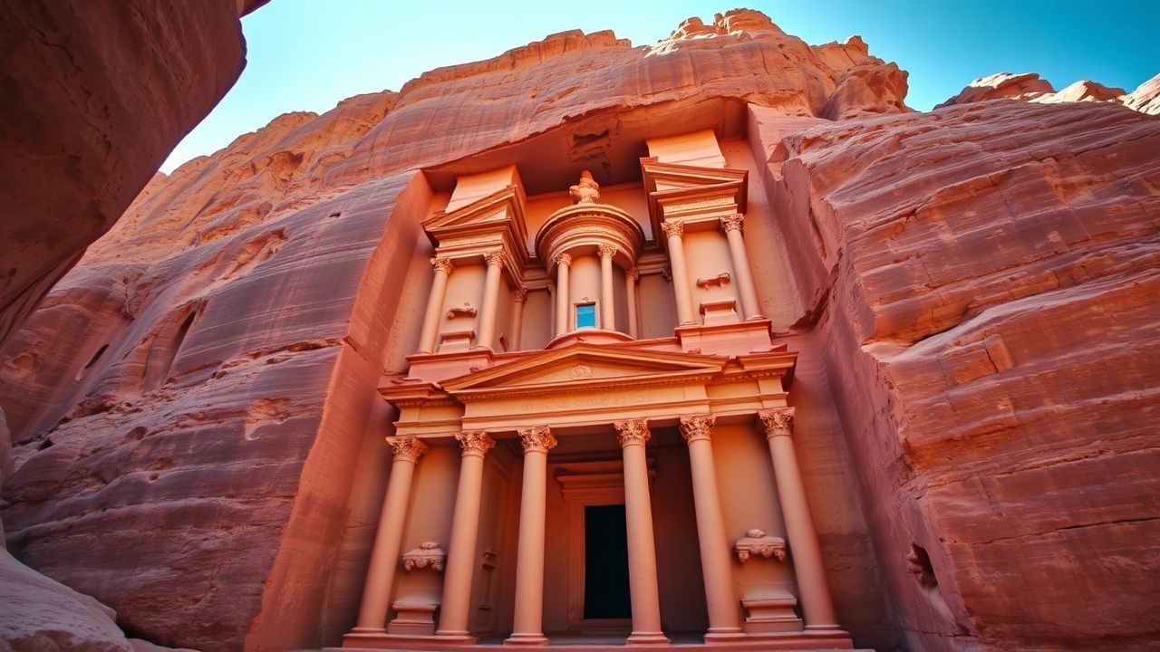Ancient Petra Treasury Carved Ruins
