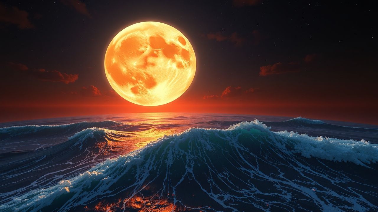 Paradoxical Giant Moon Touching by Night