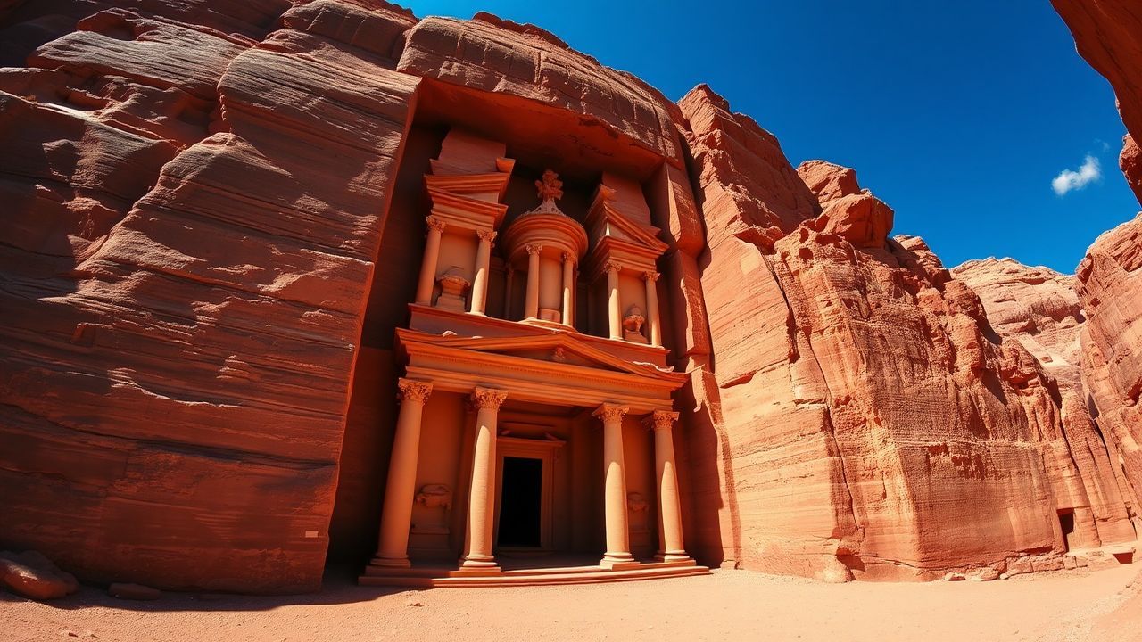 Ancient Petra Treasury Carved Ruins