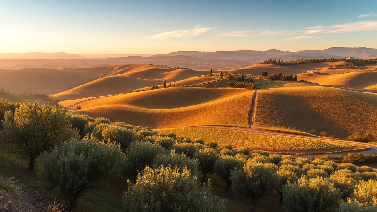 Coastal Tuscany Olive Grove in Golden Light
