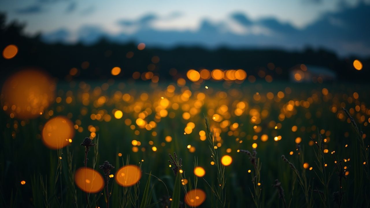 Glorious Fireflies Field Warm by Night