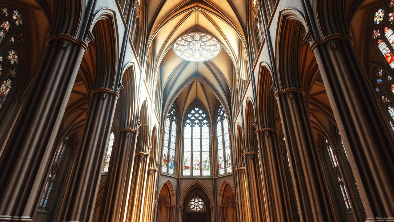 Ancient Gothic Cathedral Buttresses Drama