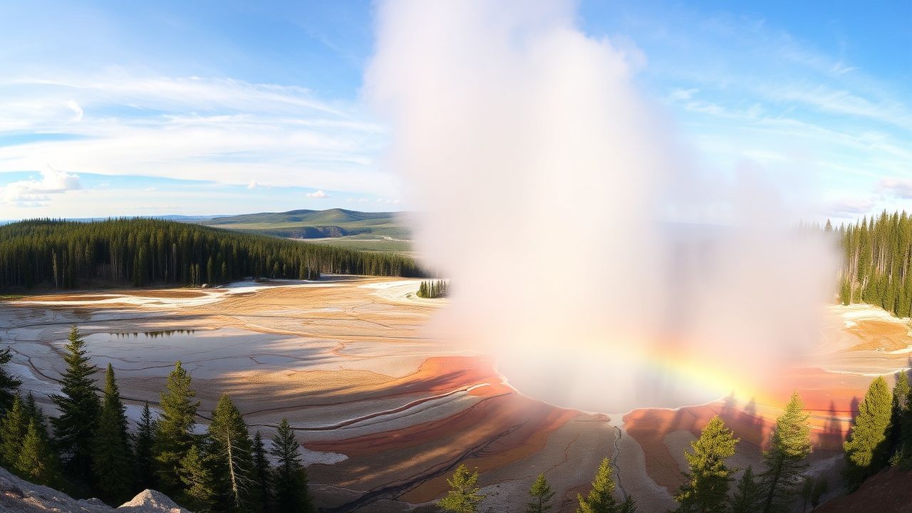 Dramatic Grand Prismatic Rainbow in Spring