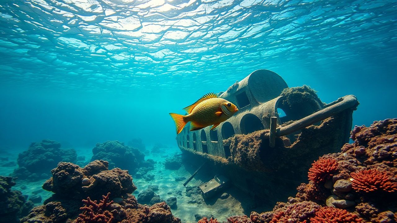 Shimmering Shipwreck Coral Encrusted
