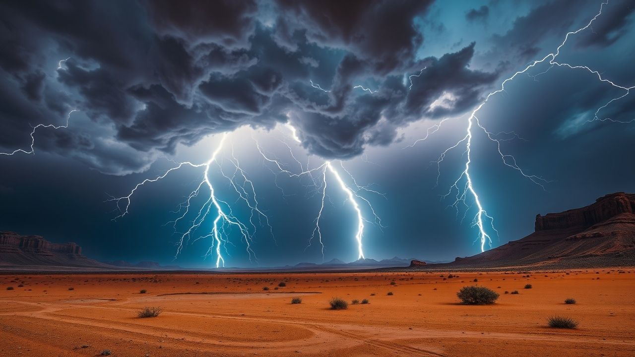 Dramatic Lightning Multiple Bolts Storm