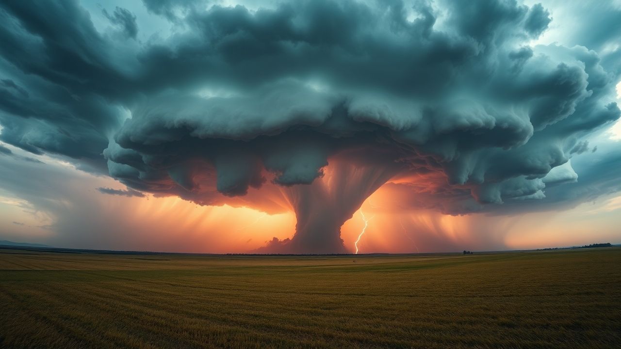 Verdant Supercell Thunderstorm Rotating