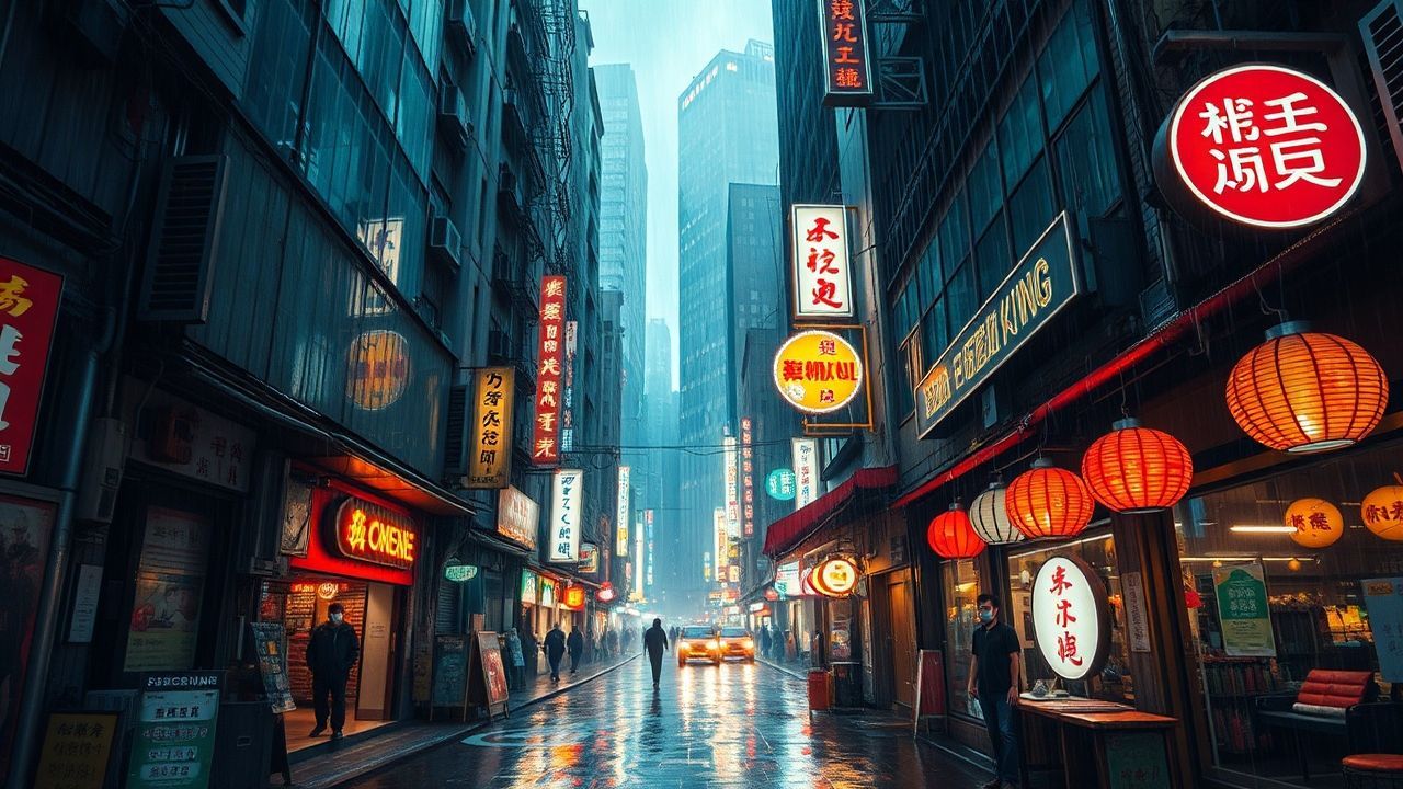 Luminous Hong Kong Alley Neon Dreams