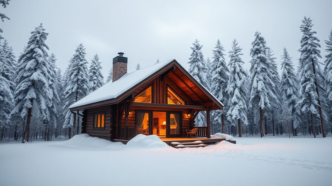Rugged Scandinavian Cabin Isolation in Winter