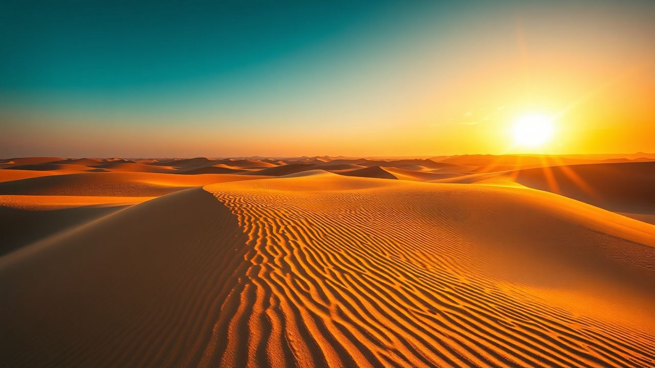 Serene Sahara Dunes Ripples in Golden Light