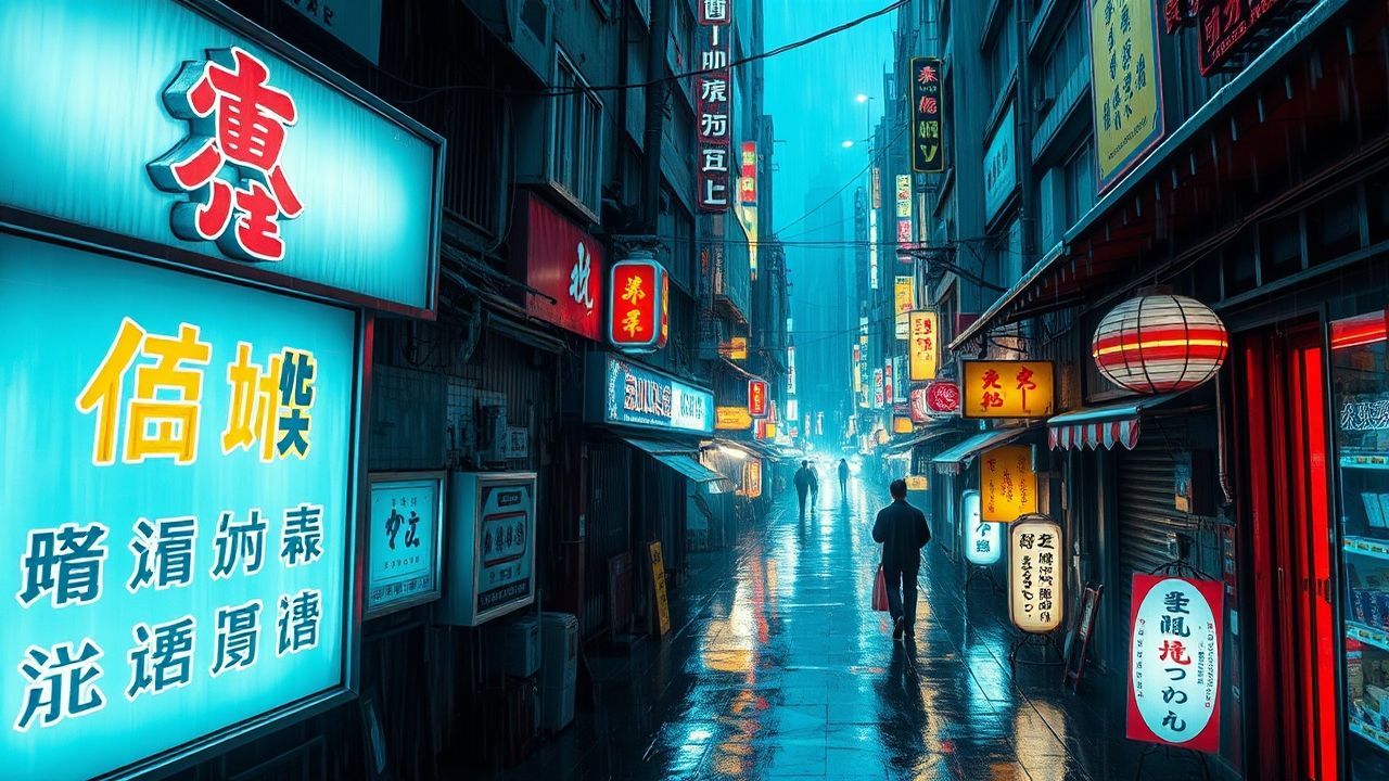 Futuristic Hong Kong Alley Neon Dreams