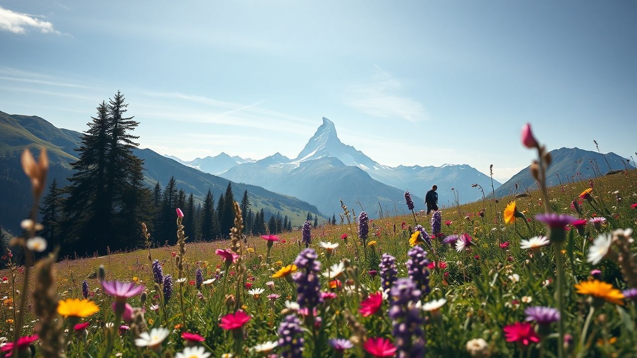 Dramatic Alps Swiss Meadow