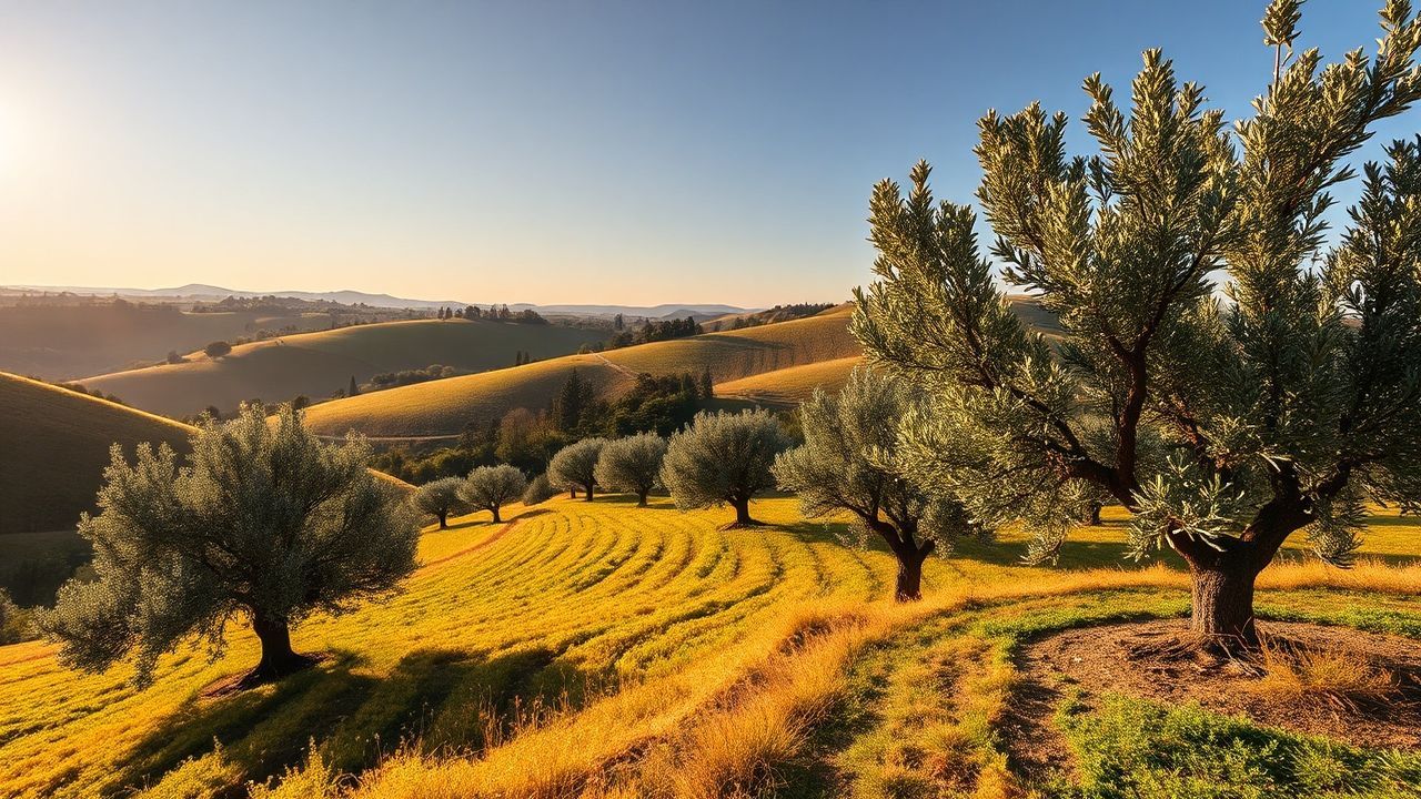 Golden Tuscany Olive Grove in Golden Light