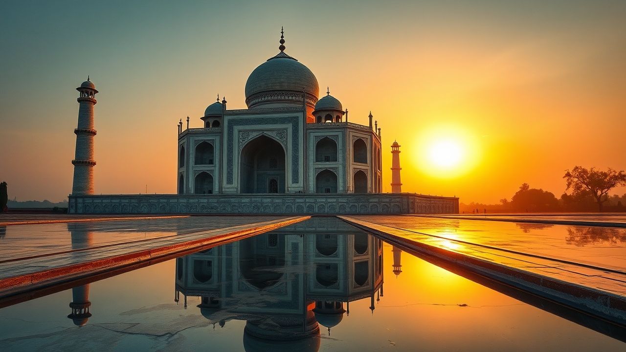 Monumental Taj Mahal Symmetry at Sunrise
