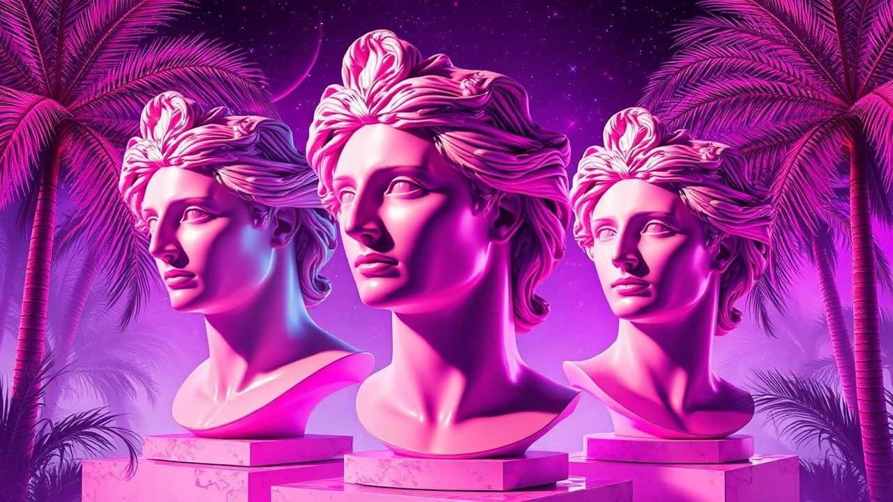 Classic Vaporwave Roman Busts
