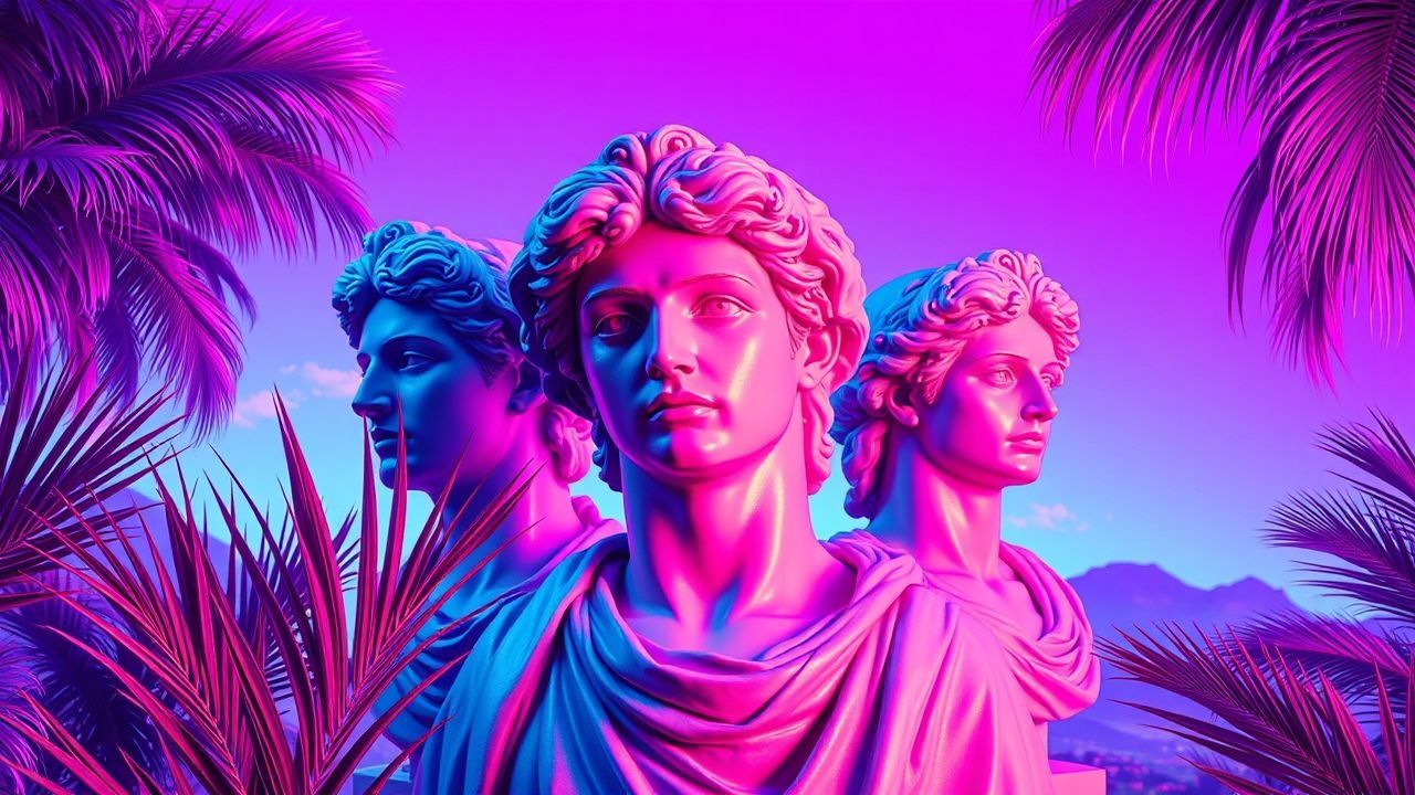 Neon Vaporwave Roman Busts
