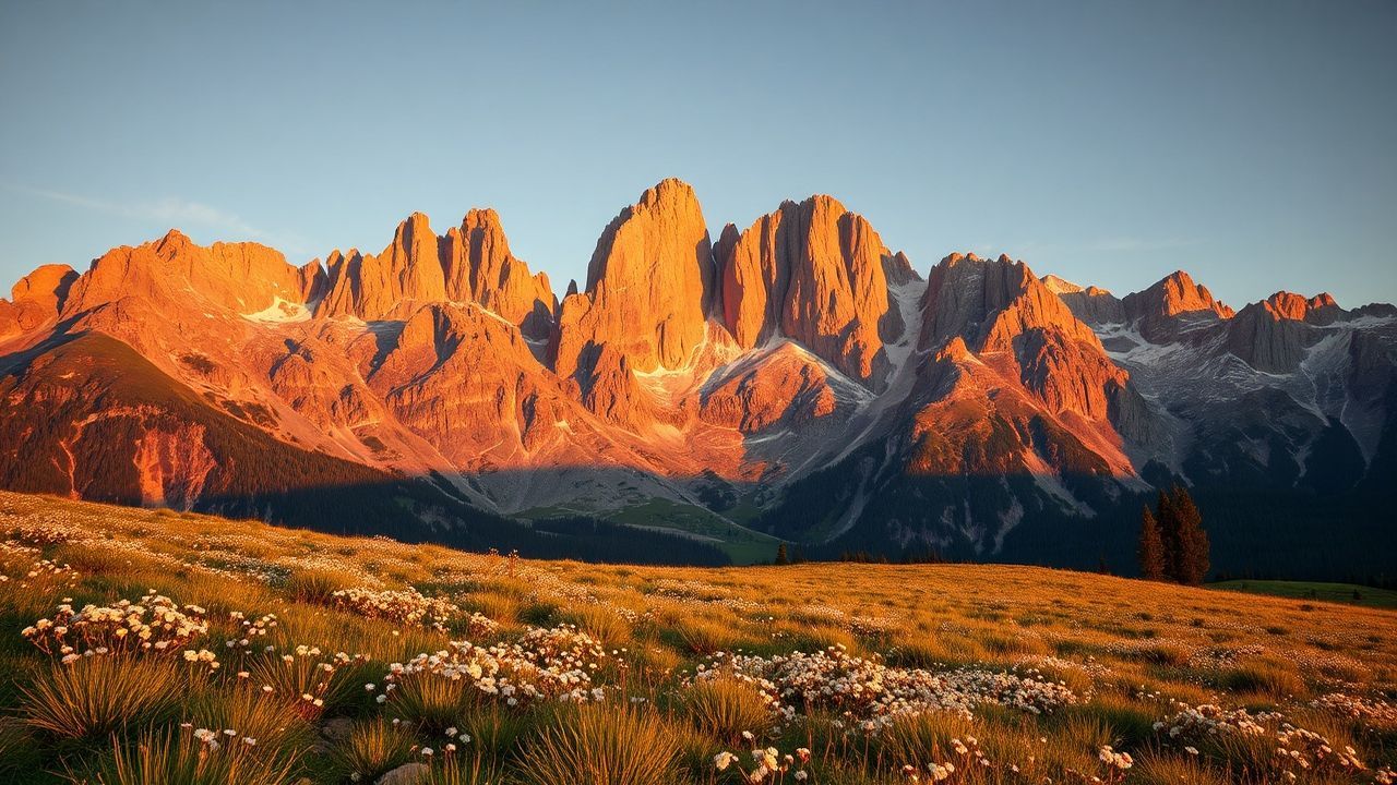 Glorious Dolomites Peaks Alpine in Golden Light
