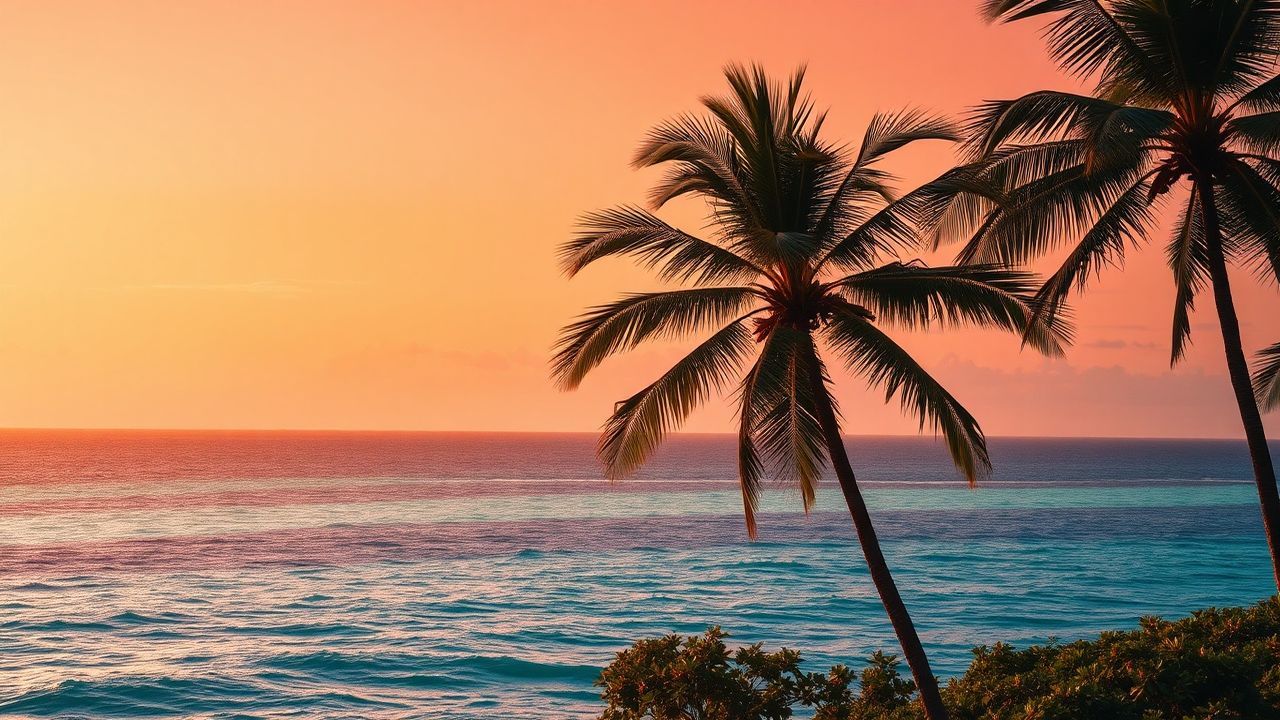 Majestic Palm Silhouettes Orange at Sunset