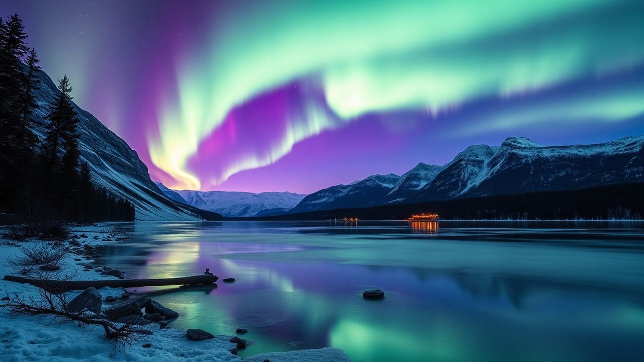 Enchanting Aurora Borealis Green Frozen