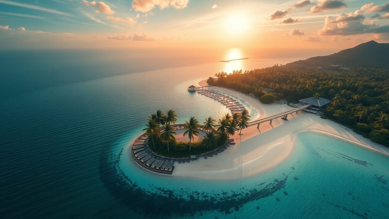 Breathtaking Tropical Island Beach from Above