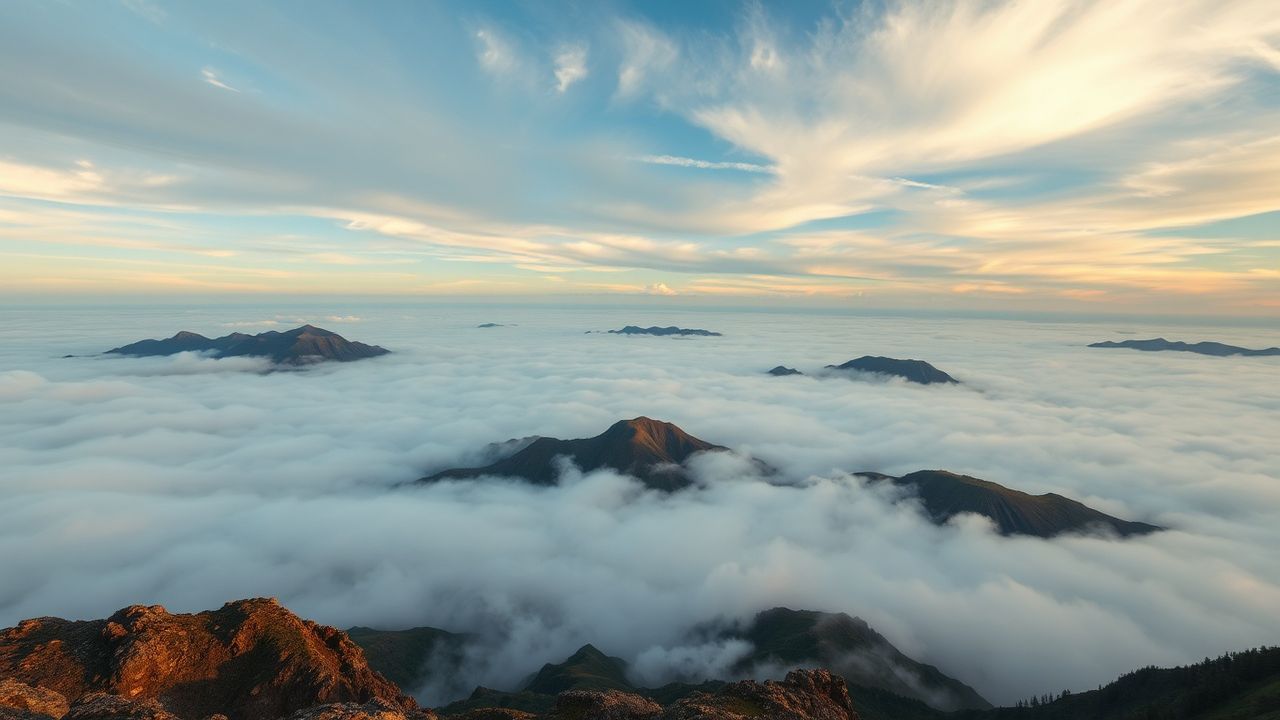 Stunning Sea Clouds Peaks in the Mist