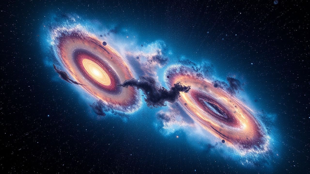 Celestial Two Galaxies Colliding