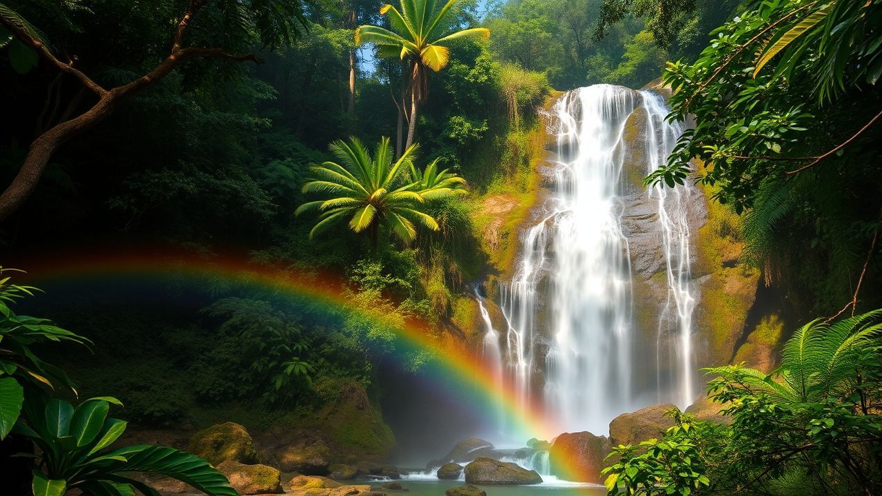 Enchanting Jungle Waterfall Hidden in the Mist