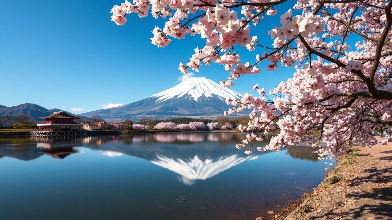 Radiant Mt. Fuji Cherry Blossoms in Spring