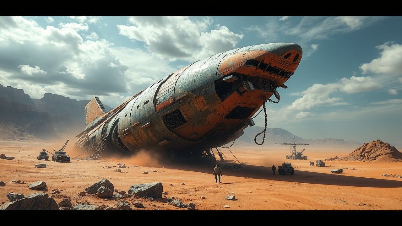 Futuristic Crashed Alien Ship Ruins