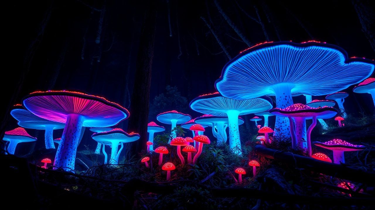 Legendary Bioluminescent Mushroom Forest Glow