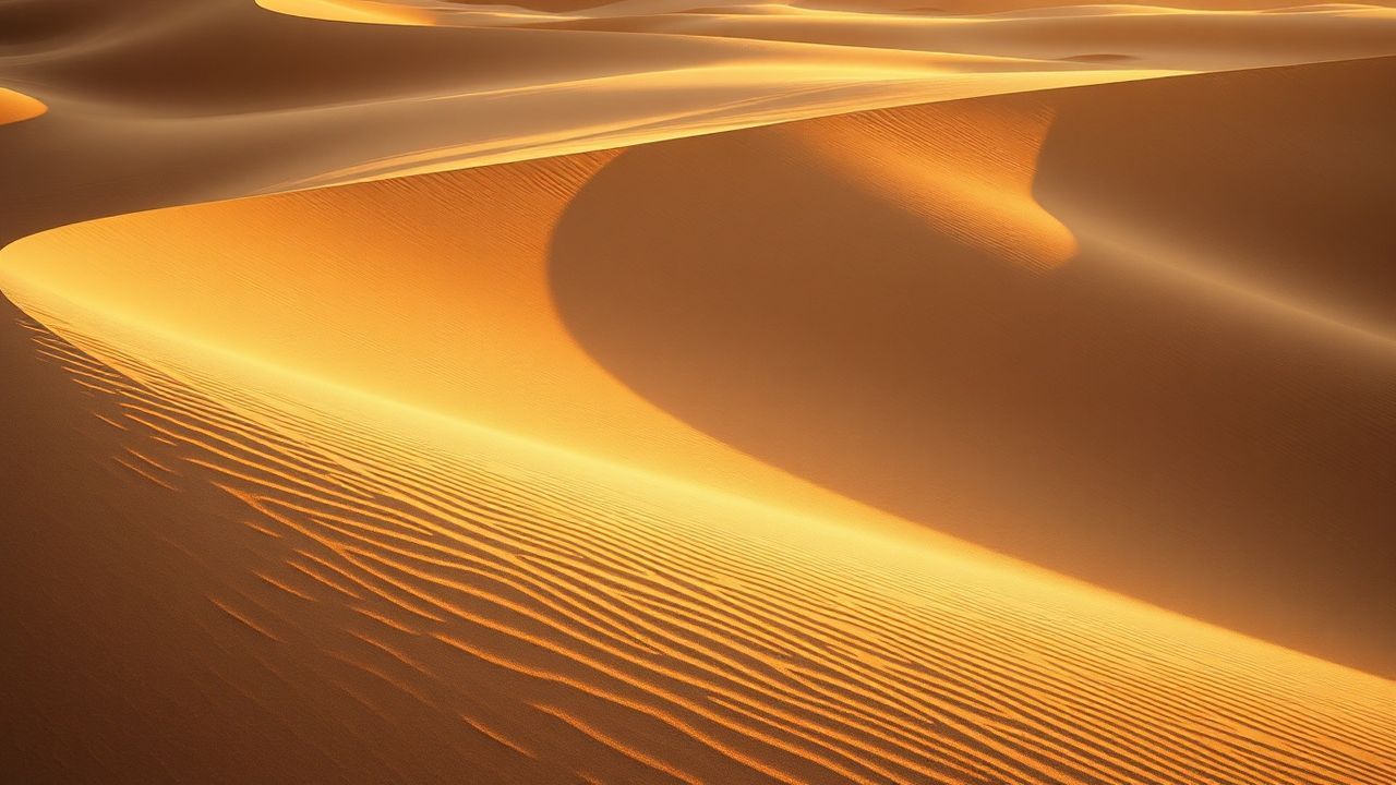 Calm Sand Dune Curve in Golden Light