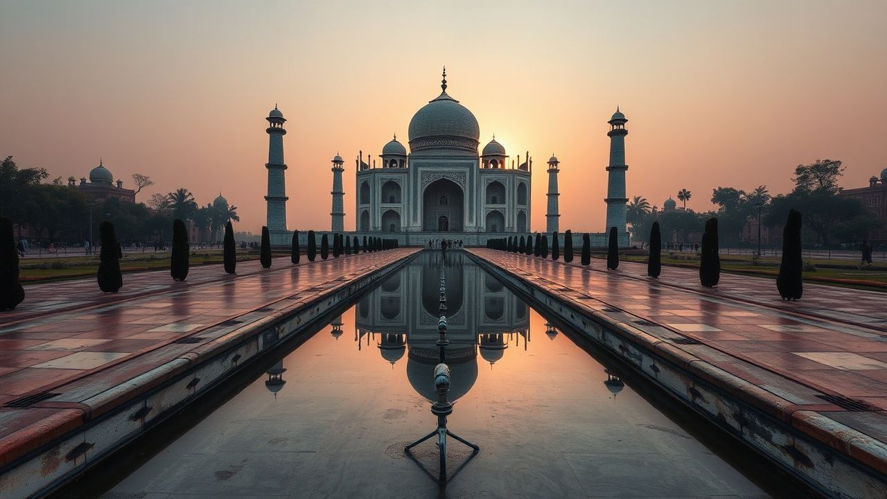 Monumental Taj Mahal Symmetry at Sunrise