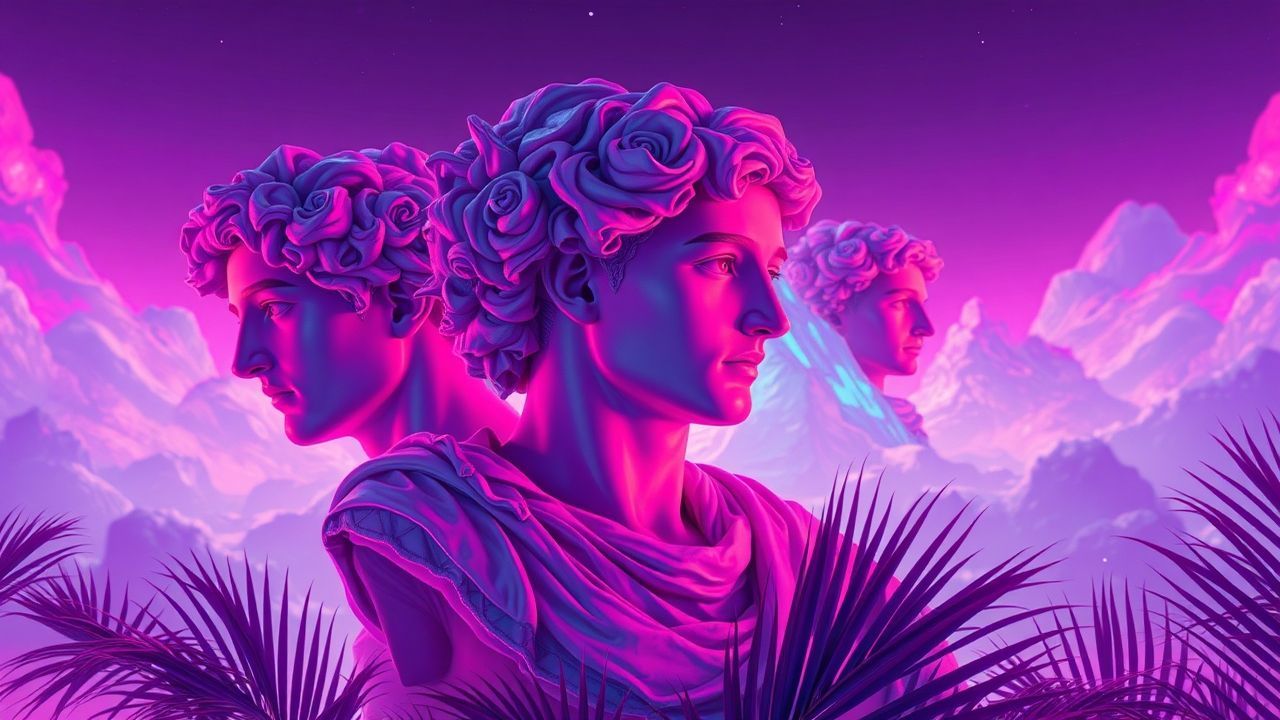 Retro Vaporwave Roman Busts